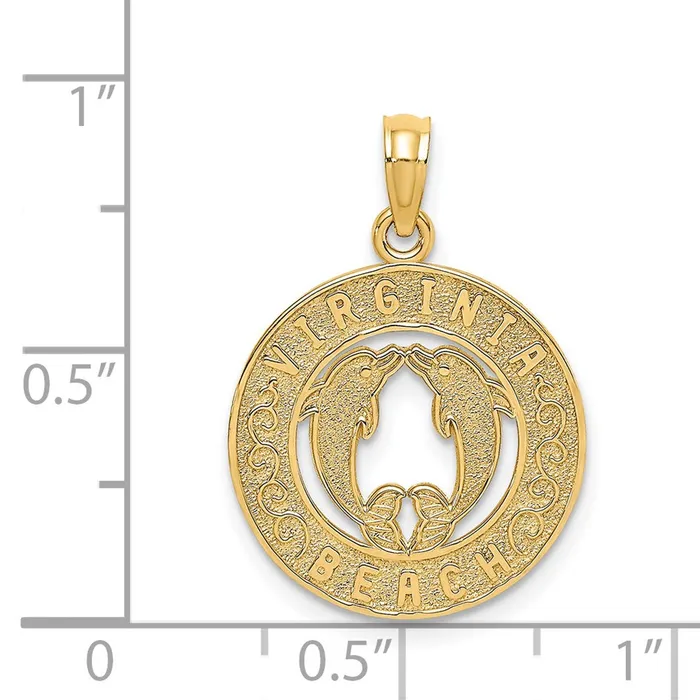 Charm Necklaces Goldia 14k Yellow Gold VIRGINIA BEACH w Dolphins Charm