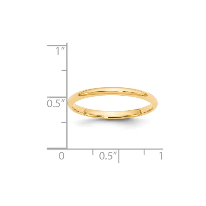 Goldia Rings Solid 14K Yellow Gold 2mm Light Weight Comfort Fit MensWomens Wedding Band Ring Size 95