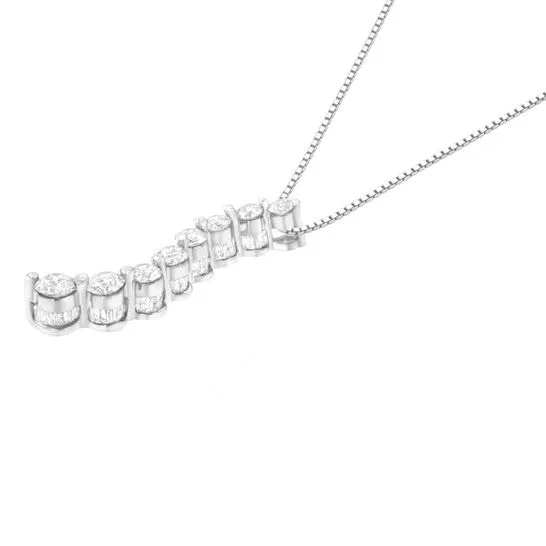Necklaces JMS always Original AGS Certified 14k White Gold 30 Cttw Baguette and Brilliant RoundCut Diamond Journey 18 Pendant Necklace KL Color I1I2 Clarity Necklaces JMS always Original AGS Certified 14k White Gold 30 Cttw Baguette and Brilliant RoundCut Diamond Journey 18 Pendant Necklace KL Color I1I2 Clarity