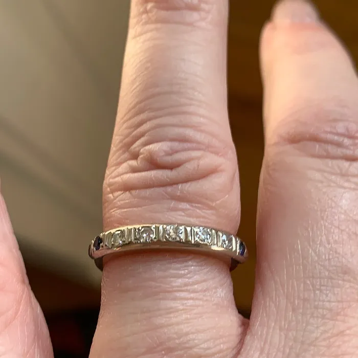 Love Vintage Paris Rings Diamond Band Sapphire 14k Gold Vintage