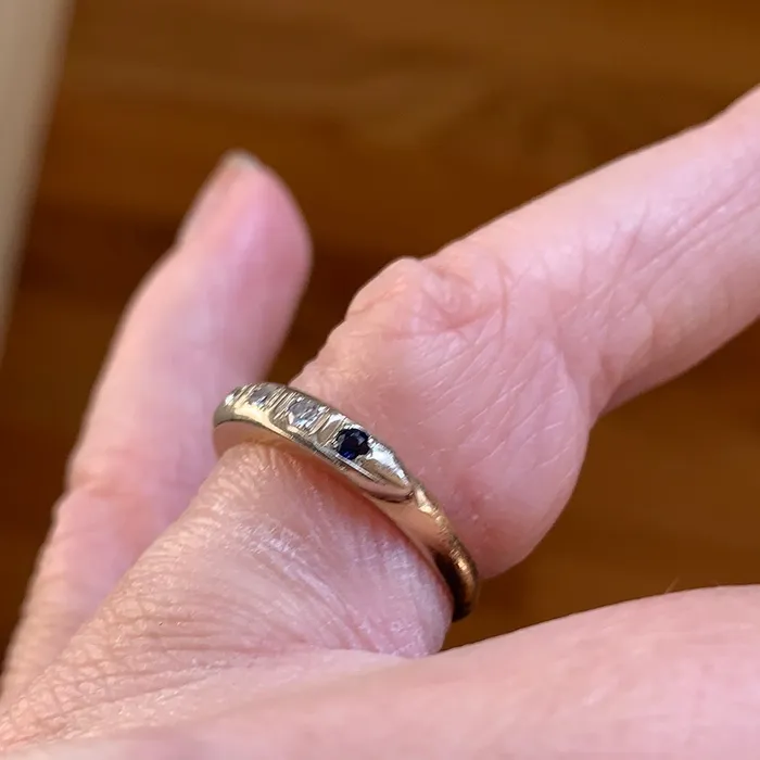 Love Vintage Paris Rings Diamond Band Sapphire 14k Gold Vintage