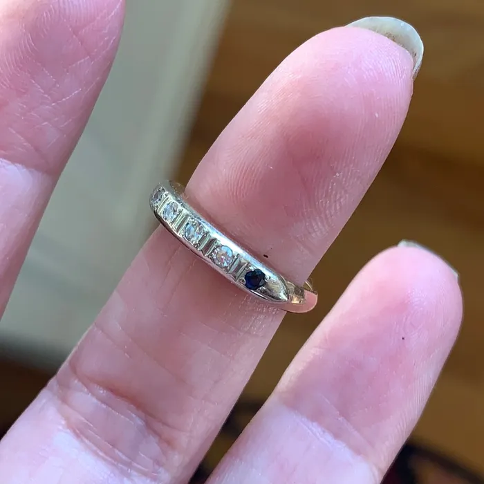 Love Vintage Paris Rings Diamond Band Sapphire 14k Gold Vintage