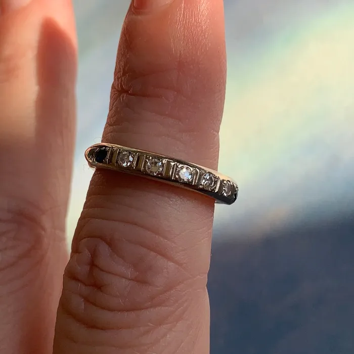 Love Vintage Paris Rings Diamond Band Sapphire 14k Gold Vintage