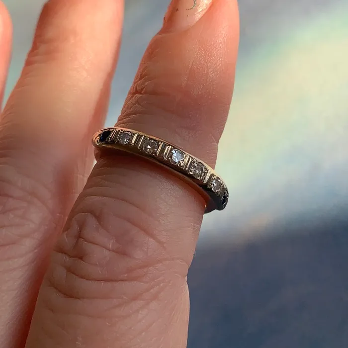 Love Vintage Paris Rings Diamond Band Sapphire 14k Gold Vintage