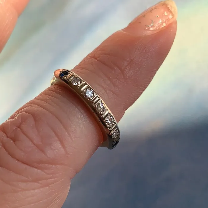 Love Vintage Paris Rings Diamond Band Sapphire 14k Gold Vintage