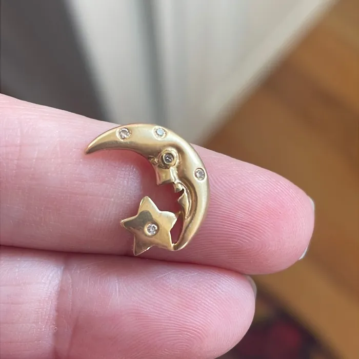 Vintage Paris Jewelry Necklaces Moon Star Pendant Diamond 14k Gold Vintage Vintage Paris Jewelry Necklaces Moon Star Pendant Diamond 14k Gold Vintage