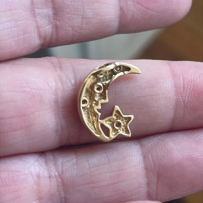 Vintage Paris Jewelry Necklaces Moon Star Pendant Diamond 14k Gold Vintage Vintage Paris Jewelry Necklaces Moon Star Pendant Diamond 14k Gold Vintage