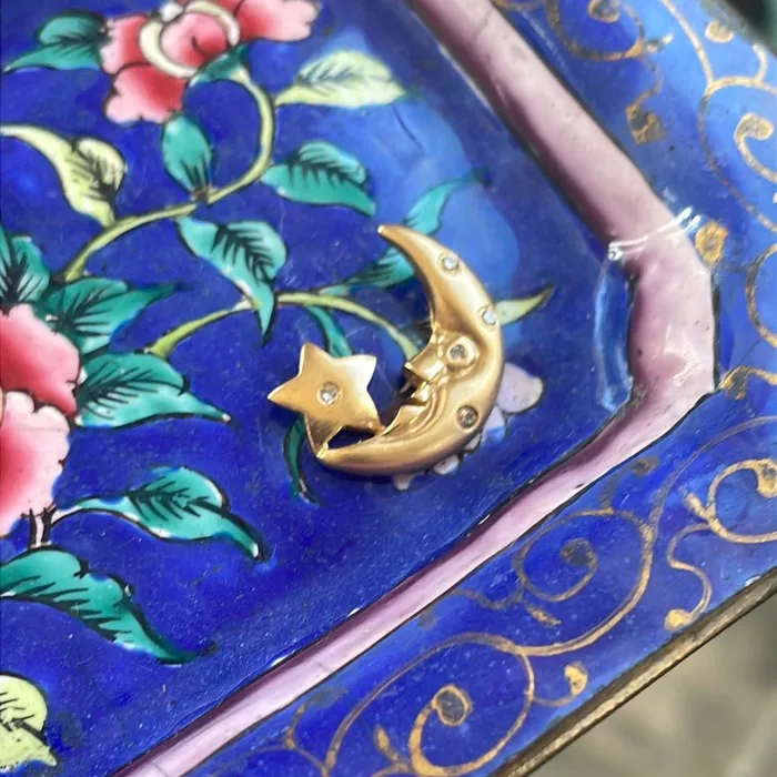 Vintage Paris Jewelry Necklaces Moon Star Pendant Diamond 14k Gold Vintage Vintage Paris Jewelry Necklaces Moon Star Pendant Diamond 14k Gold Vintage