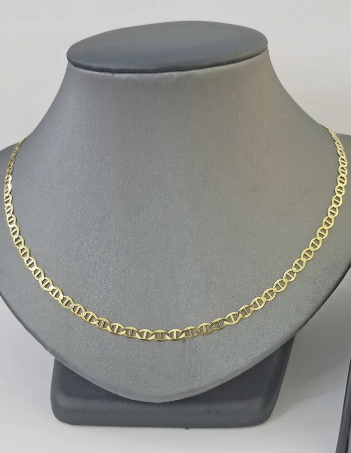 Necklaces Real 10k Yellow Gold Mariner Anchor Link Chain 24 Inch 4mm Necklace Gold and Diamond