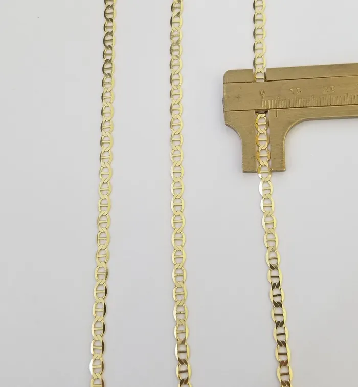 Necklaces Real 10k Yellow Gold Mariner Anchor Link Chain 24 Inch 4mm Necklace Gold and Diamond