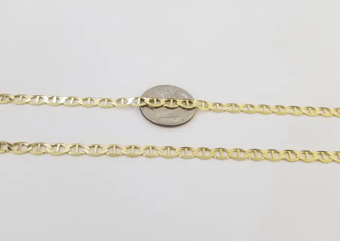 Necklaces Real 10k Yellow Gold Mariner Anchor Link Chain 24 Inch 4mm Necklace Gold and Diamond