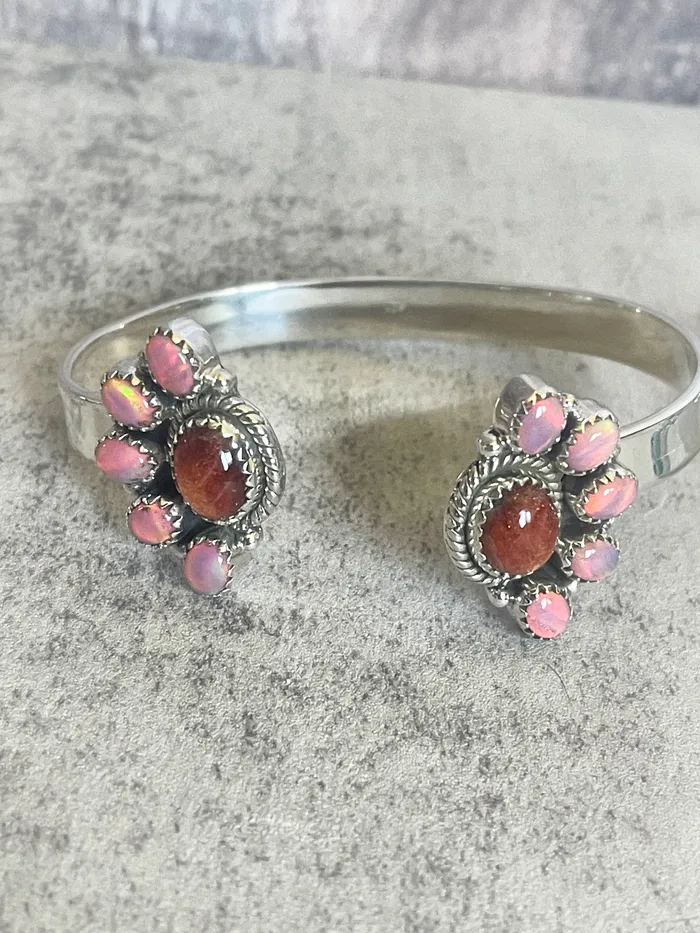 Rings SophiaRene Boutique Sterling Silver Opal Custom Half Blossom Cuffs Rings SophiaRene Boutique Sterling Silver Opal Custom Half Blossom Cuffs