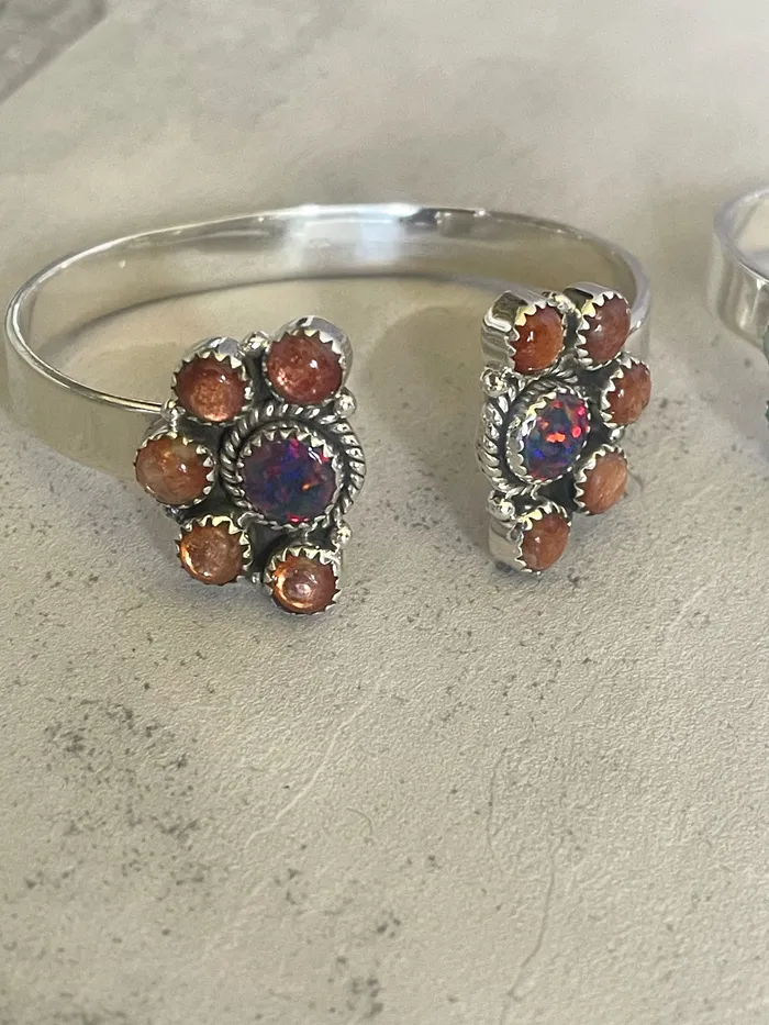Rings SophiaRene Boutique Sterling Silver Opal Custom Half Blossom Cuffs Rings SophiaRene Boutique Sterling Silver Opal Custom Half Blossom Cuffs