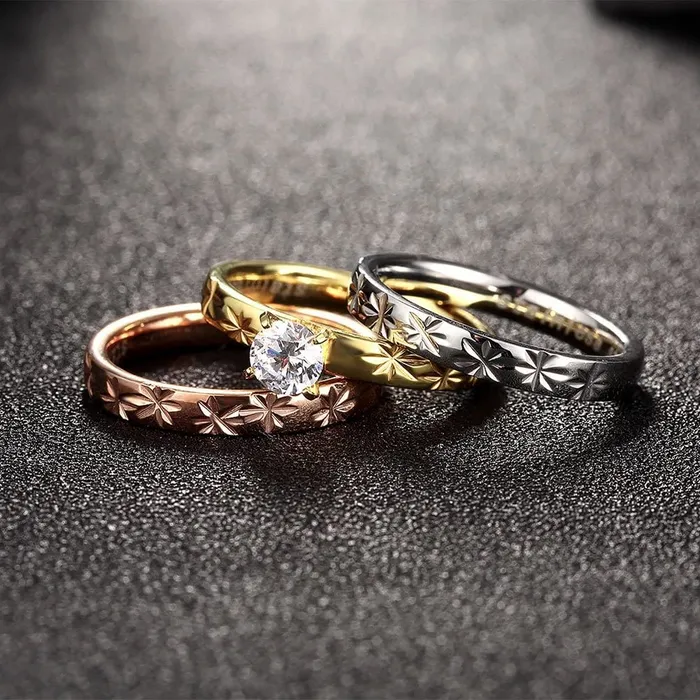 sparklingselections Mens Stainless Steel Rings Band CZ Rings Rings