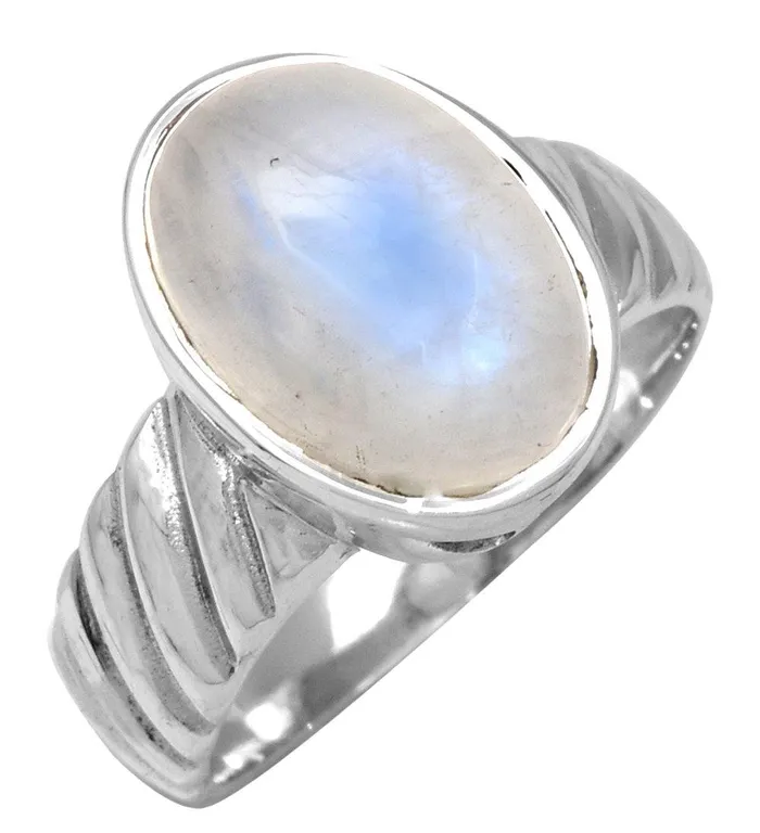 925 Sterling Silver 10x14 MM Natural Moonstone Chunky Ring YoTreasure Rings