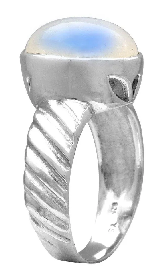 925 Sterling Silver 10x14 MM Natural Moonstone Chunky Ring YoTreasure Rings