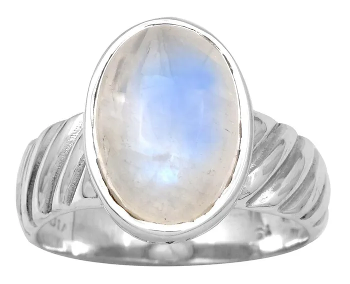 925 Sterling Silver 10x14 MM Natural Moonstone Chunky Ring YoTreasure Rings
