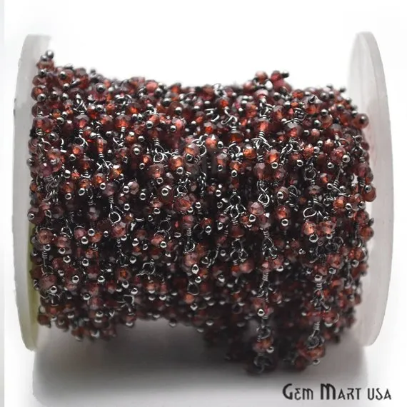 Charm Necklaces Garnet Faceted Beads Cluster Bead Oxidized Wire Wrapped Fancy Rosary Chain GemmartUSA Charm Necklaces Garnet Faceted Beads Cluster Bead Oxidized Wire Wrapped Fancy Rosary Chain GemmartUSA