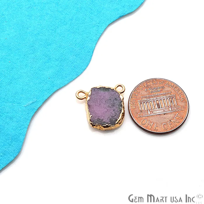 Charm Necklaces GemMartUSA Rough Ruby Zoisite Gemstone 15x12mm Gold Edge Cat Bail Connector Charm