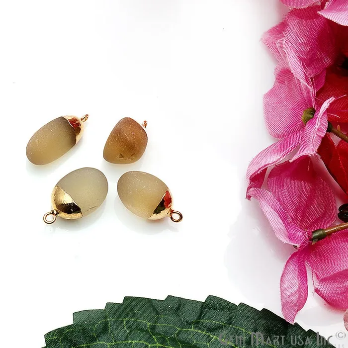 GemMartUSA Lemon Topaz Matte Bead Gemstone 20x12mm Gold Edged Bracelets Charm Single Bail Connectors Charm Necklaces GemMartUSA Lemon Topaz Matte Bead Gemstone 20x12mm Gold Edged Bracelets Charm Single Bail Connectors Charm Necklaces