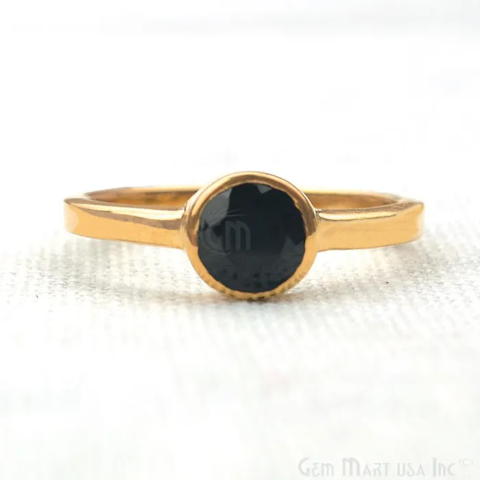 Gold Plated Round Shape Single Gemstone Solitaire Ring Pick your stone and size GP12007 GemMartUSA Rings