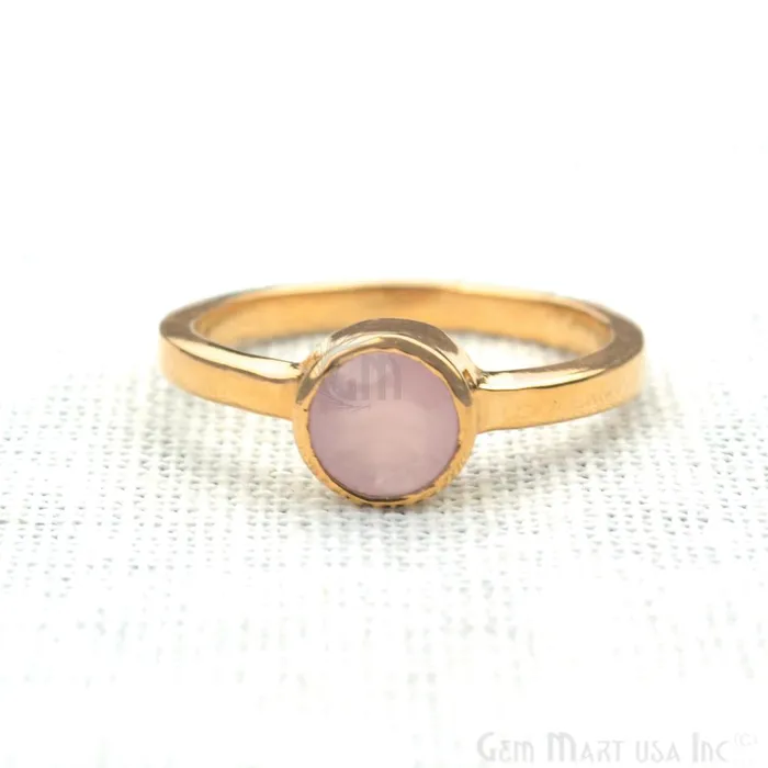 Gold Plated Round Shape Single Gemstone Solitaire Ring Pick your stone and size GP12007 GemMartUSA Rings