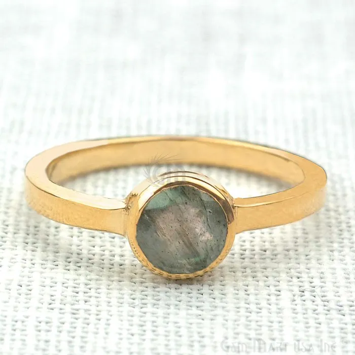 Gold Plated Round Shape Single Gemstone Solitaire Ring Pick your stone and size GP12007 GemMartUSA Rings