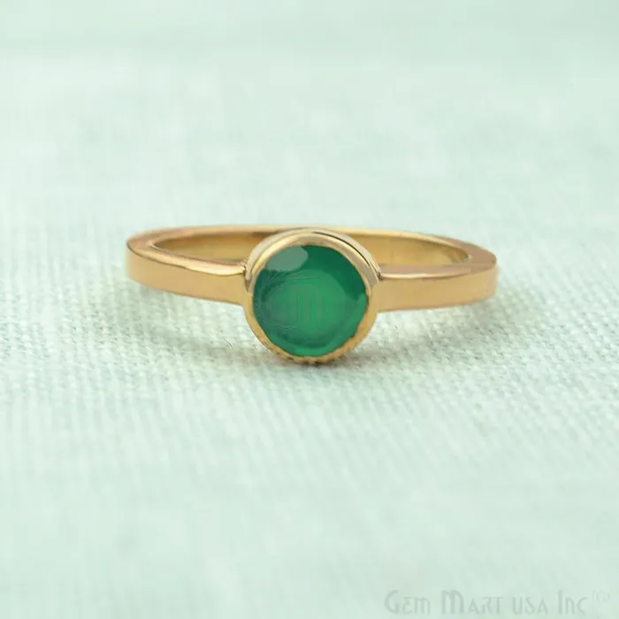 Gold Plated Round Shape Single Gemstone Solitaire Ring Pick your stone and size GP12007 GemMartUSA Rings