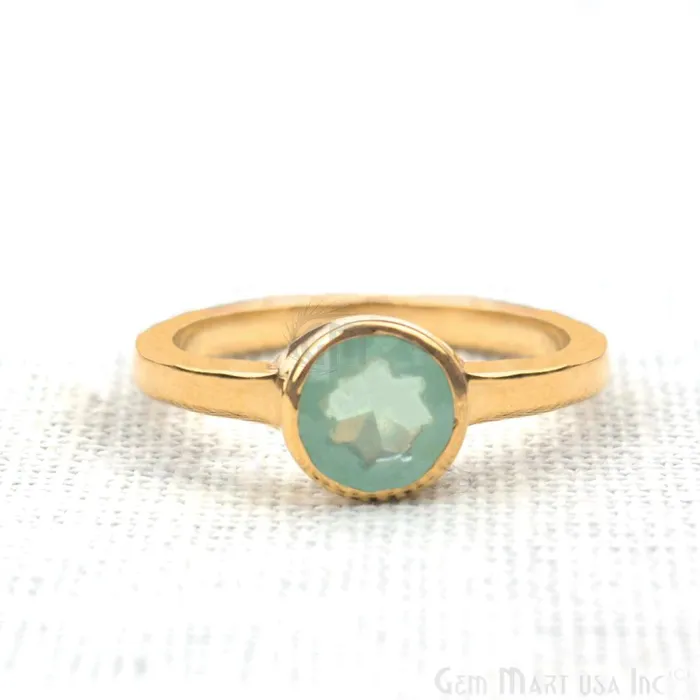 Gold Plated Round Shape Single Gemstone Solitaire Ring Pick your stone and size GP12007 GemMartUSA Rings