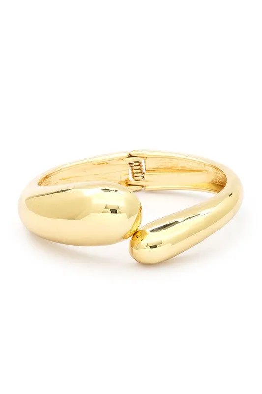 LA Jewelry Plaza Rings Gold Tone Organic Polished Hinged Bangle