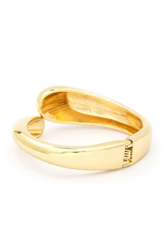 LA Jewelry Plaza Rings Gold Tone Organic Polished Hinged Bangle LA Jewelry Plaza Rings Gold Tone Organic Polished Hinged Bangle