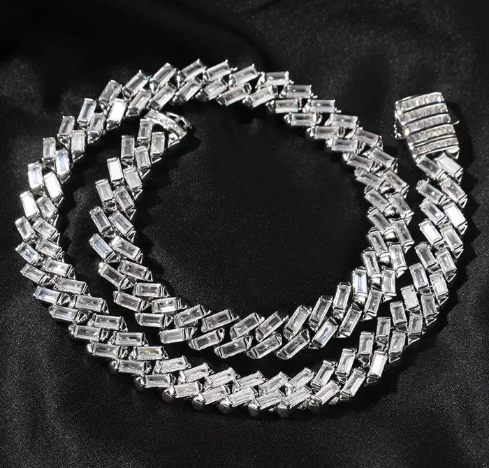 Lab Diamonds London Necklaces Iced Out Chain Iced Out Necklace Iced Out Jewelry Mens Iced Out Chain Cuban Link Chain Iced Out Baguette Chain Hip Hop Chain