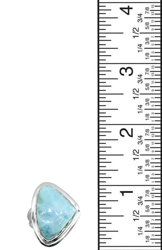 Natural Larimar Ring Solid 925 Sterling Silver Gemstone Jewelry YoTreasure Rings