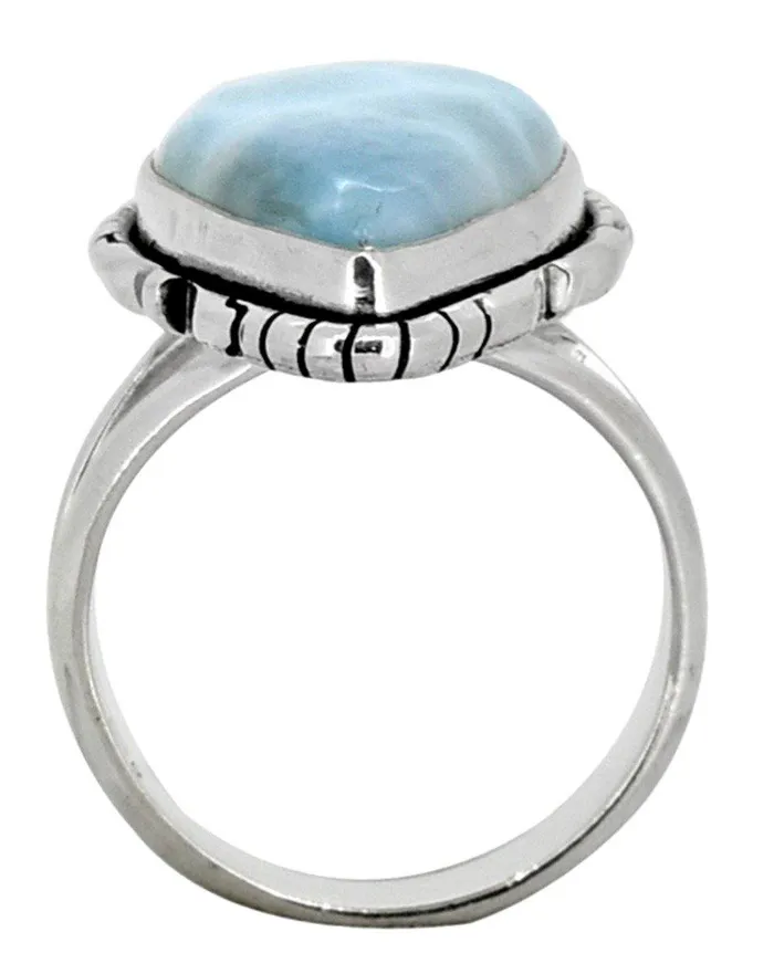 Natural Larimar Ring Solid 925 Sterling Silver Jewelry YoTreasure Rings