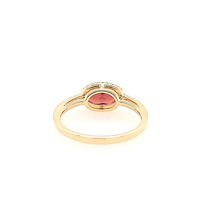 PeJay 14k Yellow Gold Oval Garnet Diamond Ring I8026 Rings
