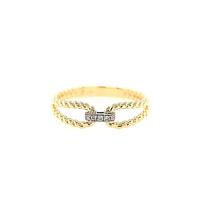 PeJay Rings 14k Yellow Gold Rope Diamond Band Ring I8024