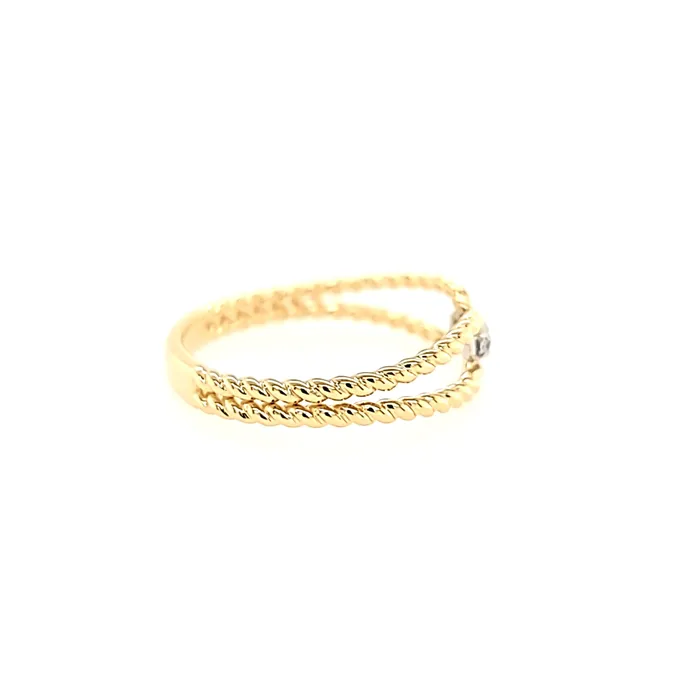 PeJay Rings 14k Yellow Gold Rope Diamond Band Ring I8024