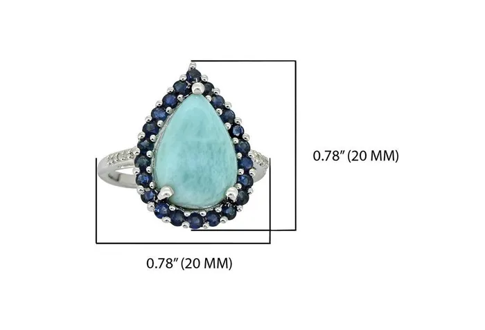 Rings 747 Ct Larimar Blue Sapphire Solid Sterling Silver Designer Ring Jewelry YoTreasure
