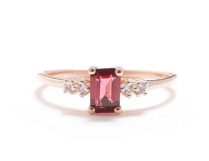 Rings YoTreasure 086 Ct Rhodolite Garnet Solid 10k Rose Gold Ring Jewelry