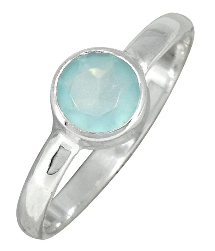 Rings YoTreasure Aqua Chalcedony Ring Solid 925 Sterling Silver Gemstone Jewelry Rings YoTreasure Aqua Chalcedony Ring Solid 925 Sterling Silver Gemstone Jewelry