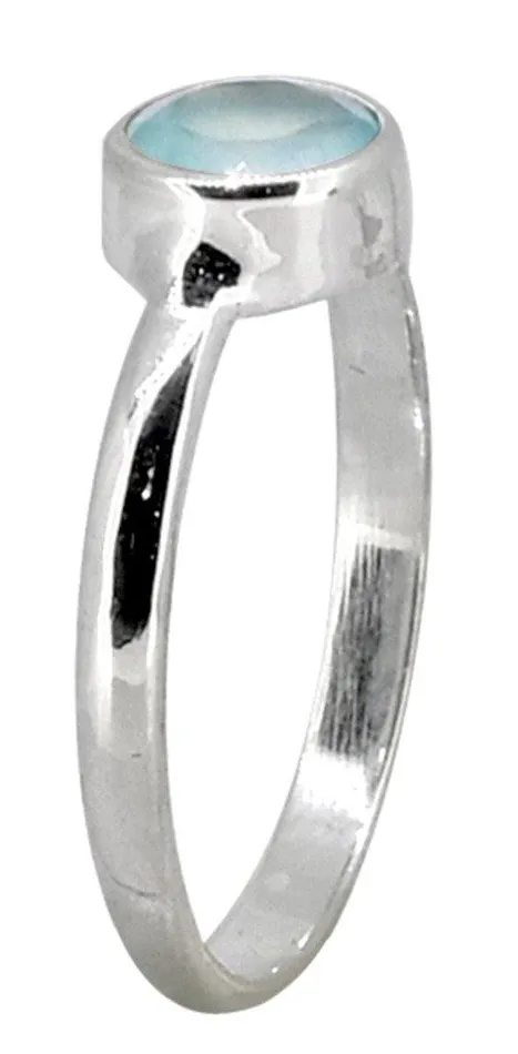 Rings YoTreasure Aqua Chalcedony Ring Solid 925 Sterling Silver Gemstone Jewelry
