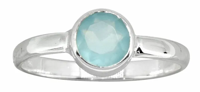 Rings YoTreasure Aqua Chalcedony Ring Solid 925 Sterling Silver Gemstone Jewelry