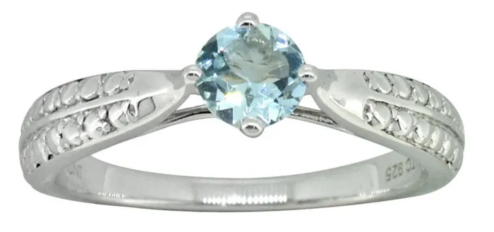 Rings YoTreasure Aquamarine Solid 925 Sterling Silver Engagement Ring Jewelry