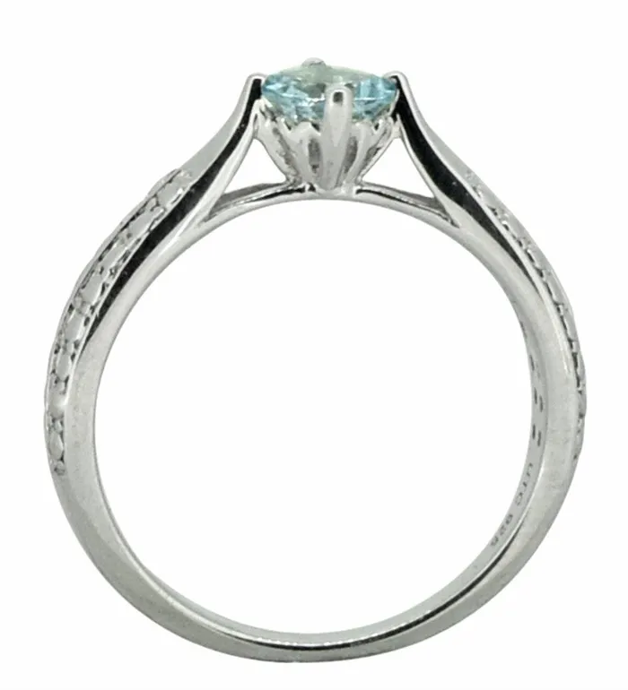 Rings YoTreasure Aquamarine Solid 925 Sterling Silver Engagement Ring Jewelry