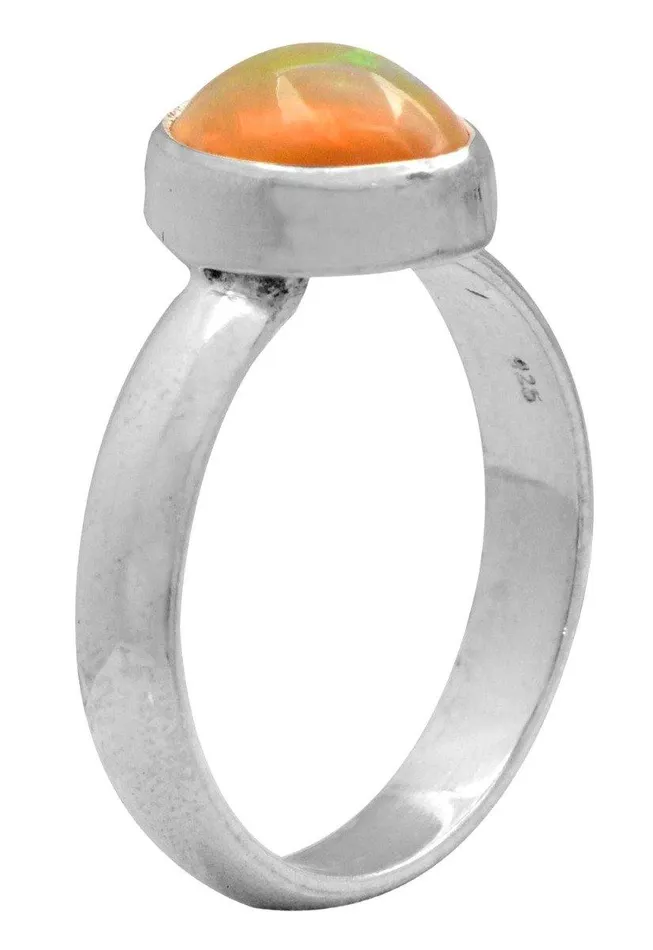 Rings YoTreasure Ethiopian Opal Solid 925 Sterling Silver Ring Jewelry
