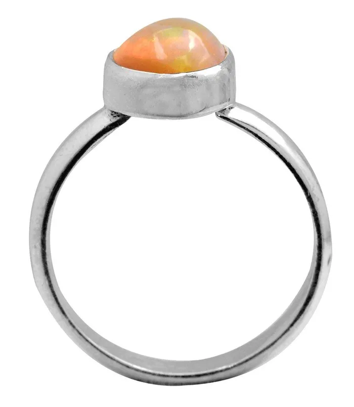 Rings YoTreasure Ethiopian Opal Solid 925 Sterling Silver Ring Jewelry