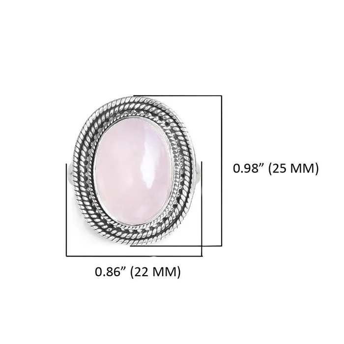 Rings YoTreasure Rose Quartz Solid 925 Sterling Silver Ring Jewelry