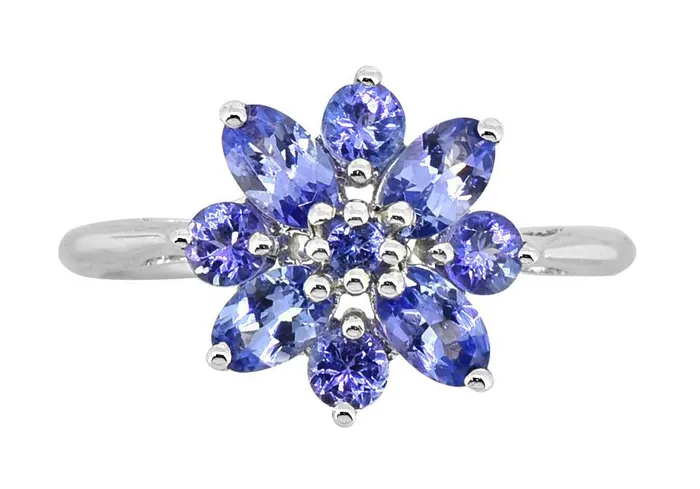 Rings YoTreasure Tanzanite Solid 925 Sterling Silver Flower Cluster Ring Jewelry