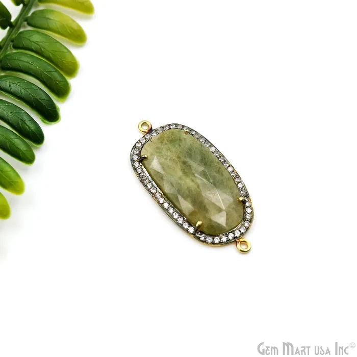 Sapphire Pave Cubic Zirconia 39x19mm Double Bail Gold Vermeil Gemstone Connector GemmartUSA PreStyled Sets Sapphire Pave Cubic Zirconia 39x19mm Double Bail Gold Vermeil Gemstone Connector GemmartUSA PreStyled Sets