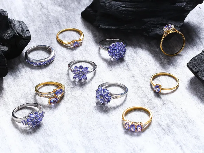 Tanzanite Solid 925 Sterling Silver Gold Plated 3 Stone Ring Jewelry YoTreasure Rings Tanzanite Solid 925 Sterling Silver Gold Plated 3 Stone Ring Jewelry YoTreasure Rings